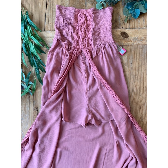 Pink Strapless Romper Dress - Picture 2 of 4